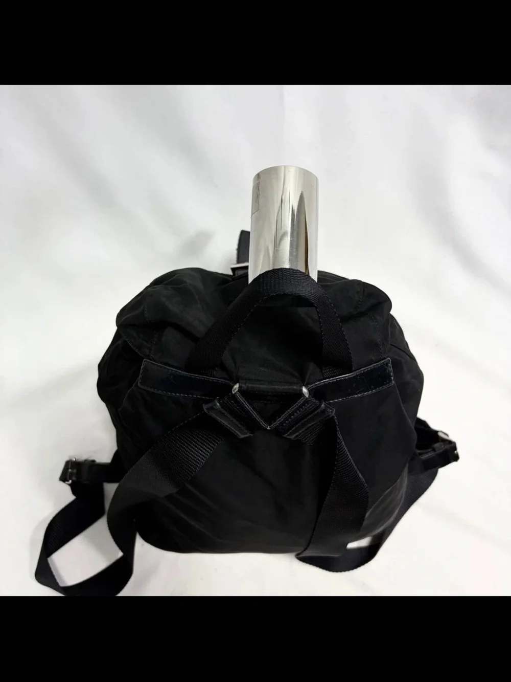 Prada Black Nylon Drawstring Backpack
